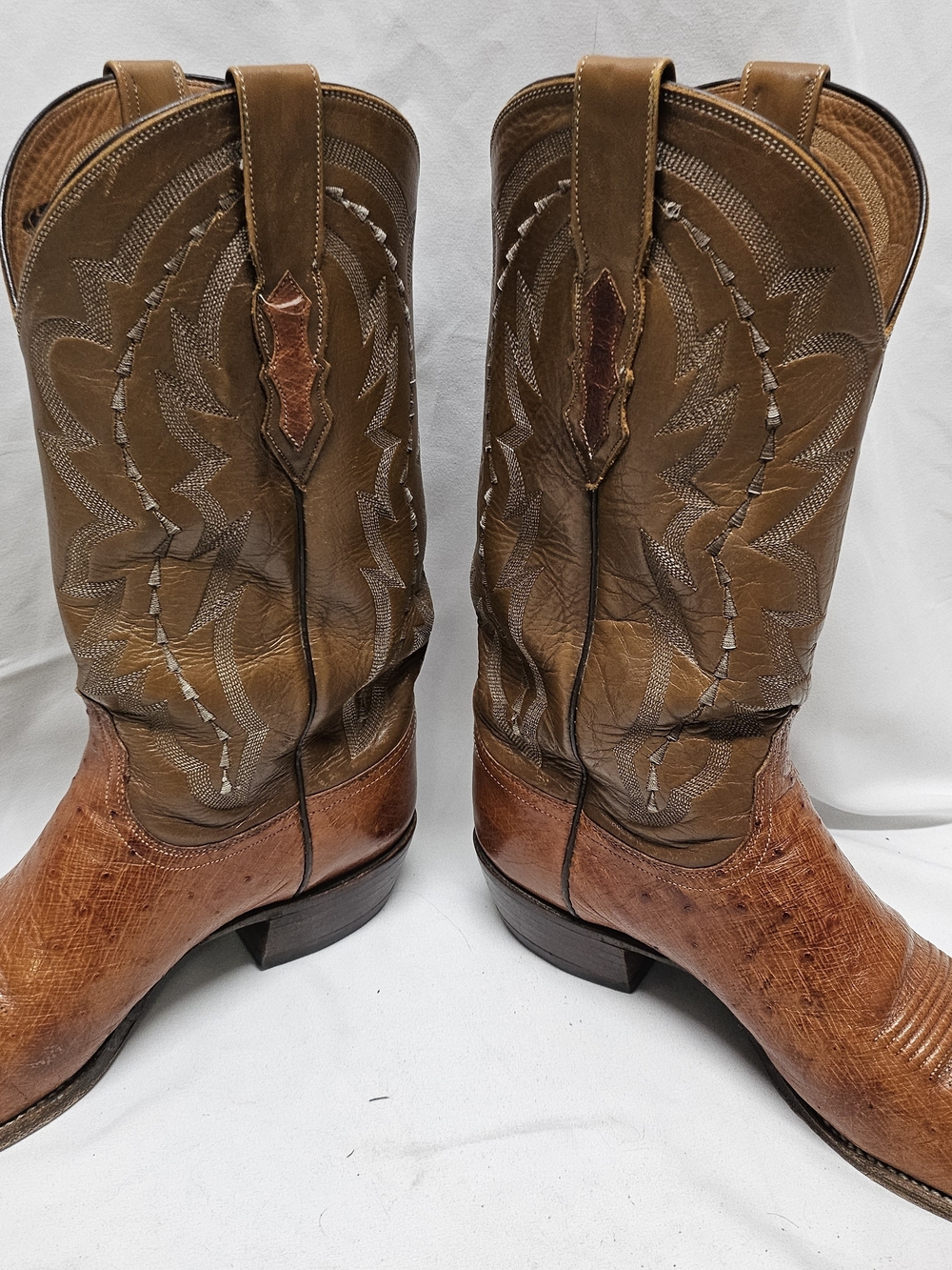 Lucchese Two-Tone Brown Cowboy Boots - Picture 8 of 8